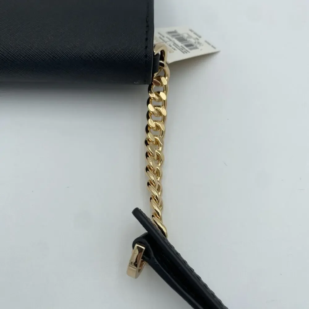 Michael Kors Jet Set Travel Crossbody Black Saffiano Leather Organizer Wallet